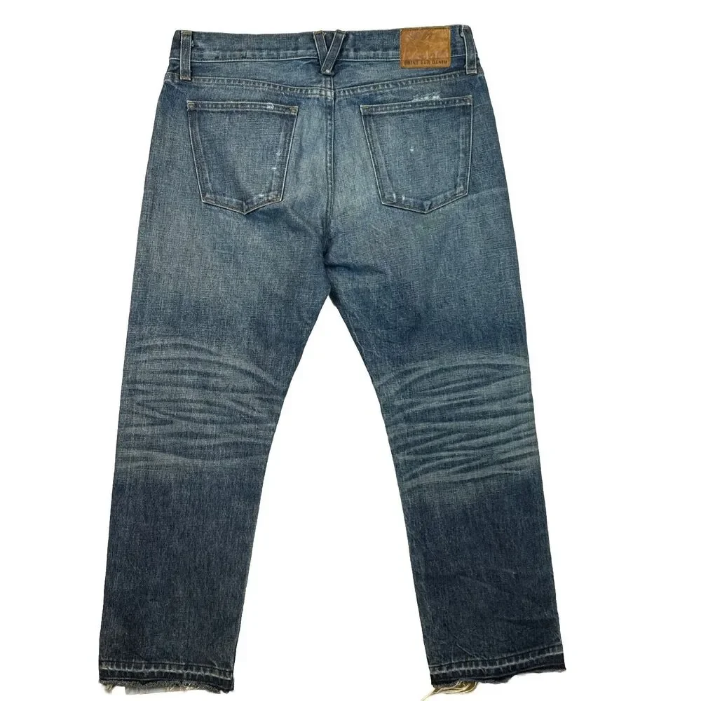J.Crew Point Sur Darwin Jeans 29 USA Cropped Cotton B0782 Distressed Raw Hem